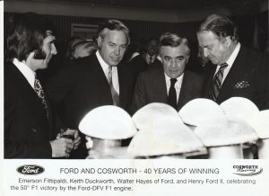 Emerson Fittipaldi Keith Duckworth Walter Hayes Henry Ford II